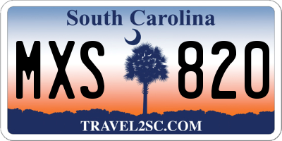 SC license plate MXS820