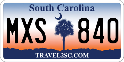 SC license plate MXS840
