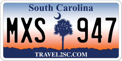 SC license plate MXS947