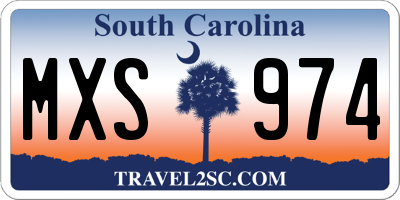 SC license plate MXS974