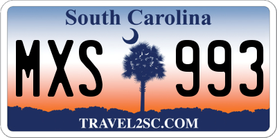 SC license plate MXS993