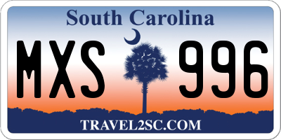 SC license plate MXS996