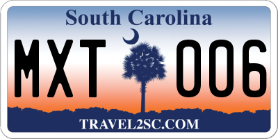 SC license plate MXT006