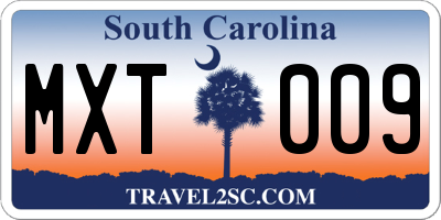 SC license plate MXT009