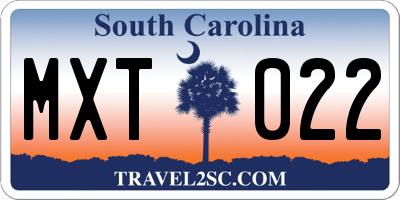 SC license plate MXT022