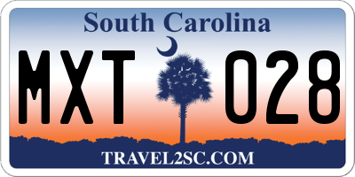 SC license plate MXT028