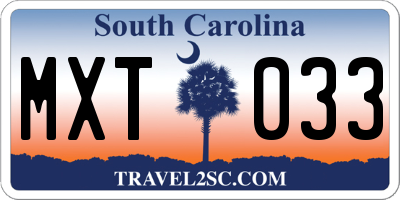 SC license plate MXT033