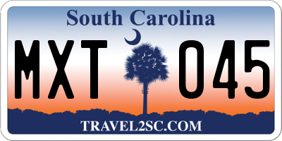 SC license plate MXT045