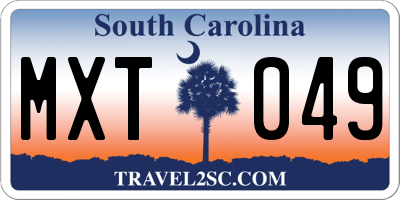 SC license plate MXT049