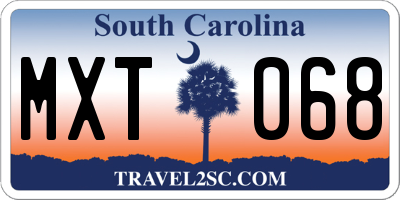 SC license plate MXT068