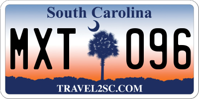 SC license plate MXT096