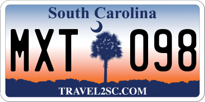 SC license plate MXT098
