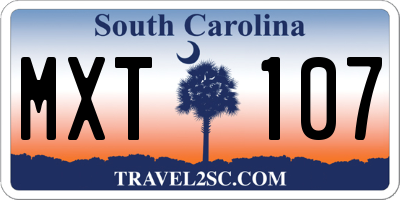 SC license plate MXT107