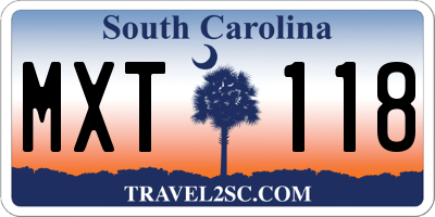 SC license plate MXT118