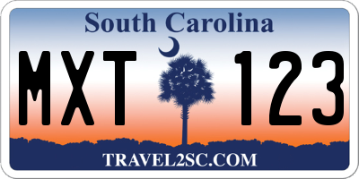 SC license plate MXT123