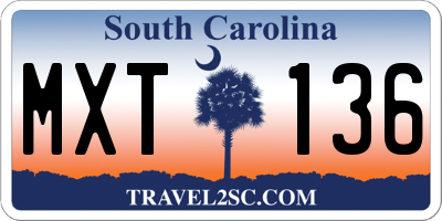 SC license plate MXT136