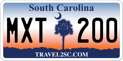SC license plate MXT200