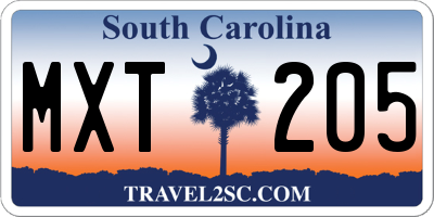 SC license plate MXT205