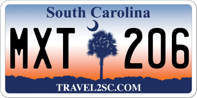 SC license plate MXT206