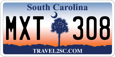 SC license plate MXT308
