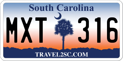 SC license plate MXT316