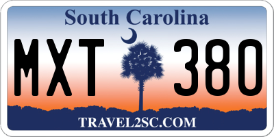SC license plate MXT380