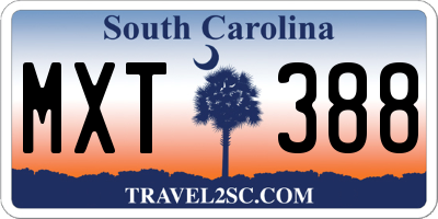 SC license plate MXT388