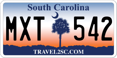 SC license plate MXT542