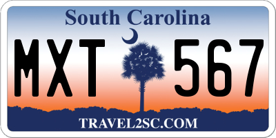 SC license plate MXT567