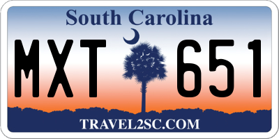 SC license plate MXT651