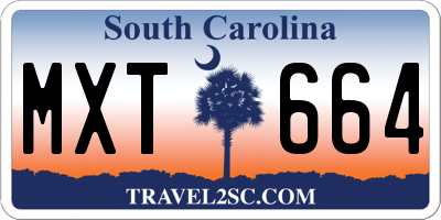 SC license plate MXT664