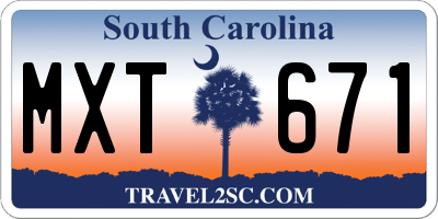 SC license plate MXT671