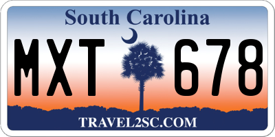 SC license plate MXT678