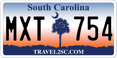 SC license plate MXT754