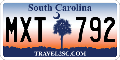 SC license plate MXT792