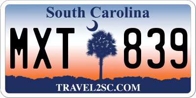 SC license plate MXT839