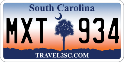 SC license plate MXT934