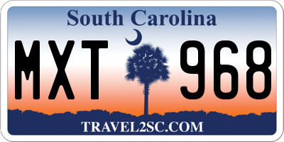 SC license plate MXT968