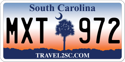 SC license plate MXT972