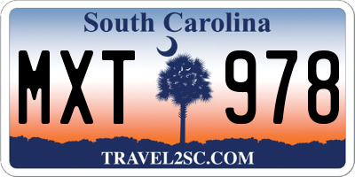 SC license plate MXT978