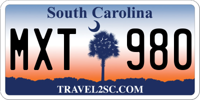 SC license plate MXT980
