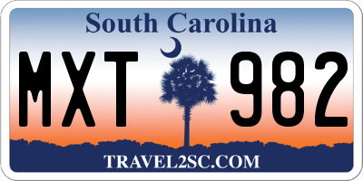 SC license plate MXT982