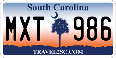 SC license plate MXT986