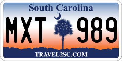 SC license plate MXT989