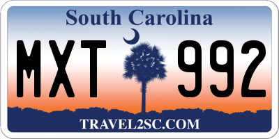 SC license plate MXT992