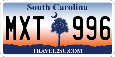 SC license plate MXT996