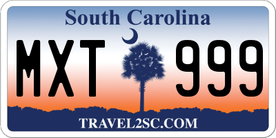 SC license plate MXT999