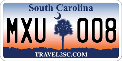 SC license plate MXU008