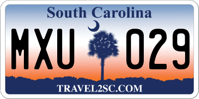 SC license plate MXU029