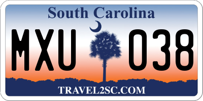 SC license plate MXU038